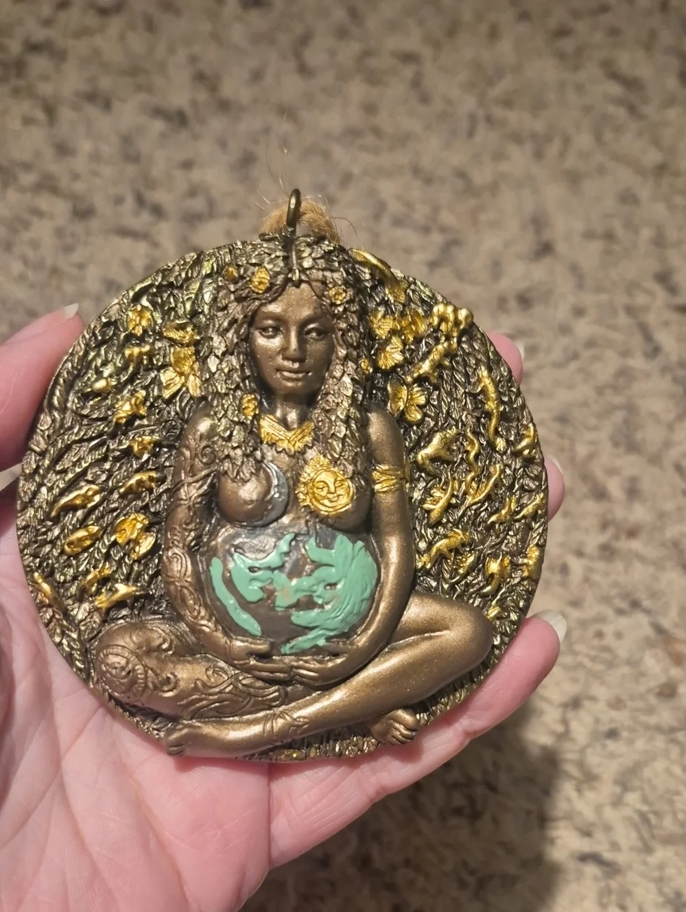 Bronze and Gold Earth Goddess Wall Plaque - Spiritual Home Decor